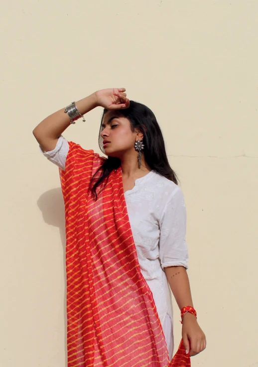 Red Leheriya Dupatta Editorial