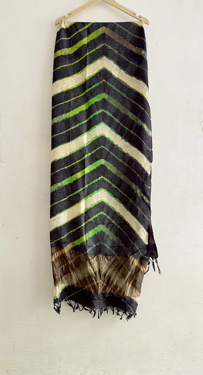 Pure Tusser Silk Multi-Colour Leheriya Dupatta – Traditional Rajasthani Ethnic Wear