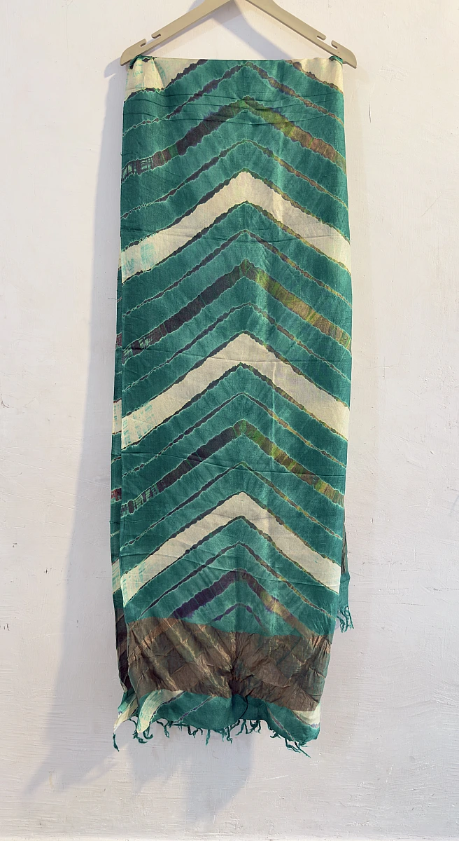 Pure Tusser Silk Multi-Colour Leheriya Dupatta – Traditional Rajasthani Ethnic Wear