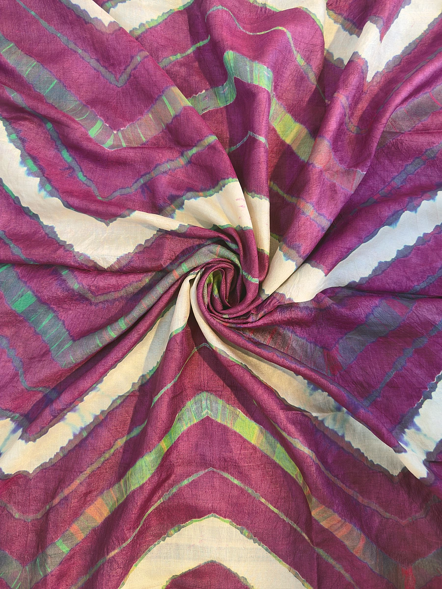 Pure Tusser Silk Multi-Colour Leheriya Dupatta – Traditional Rajasthani Ethnic Wear - Image 2
