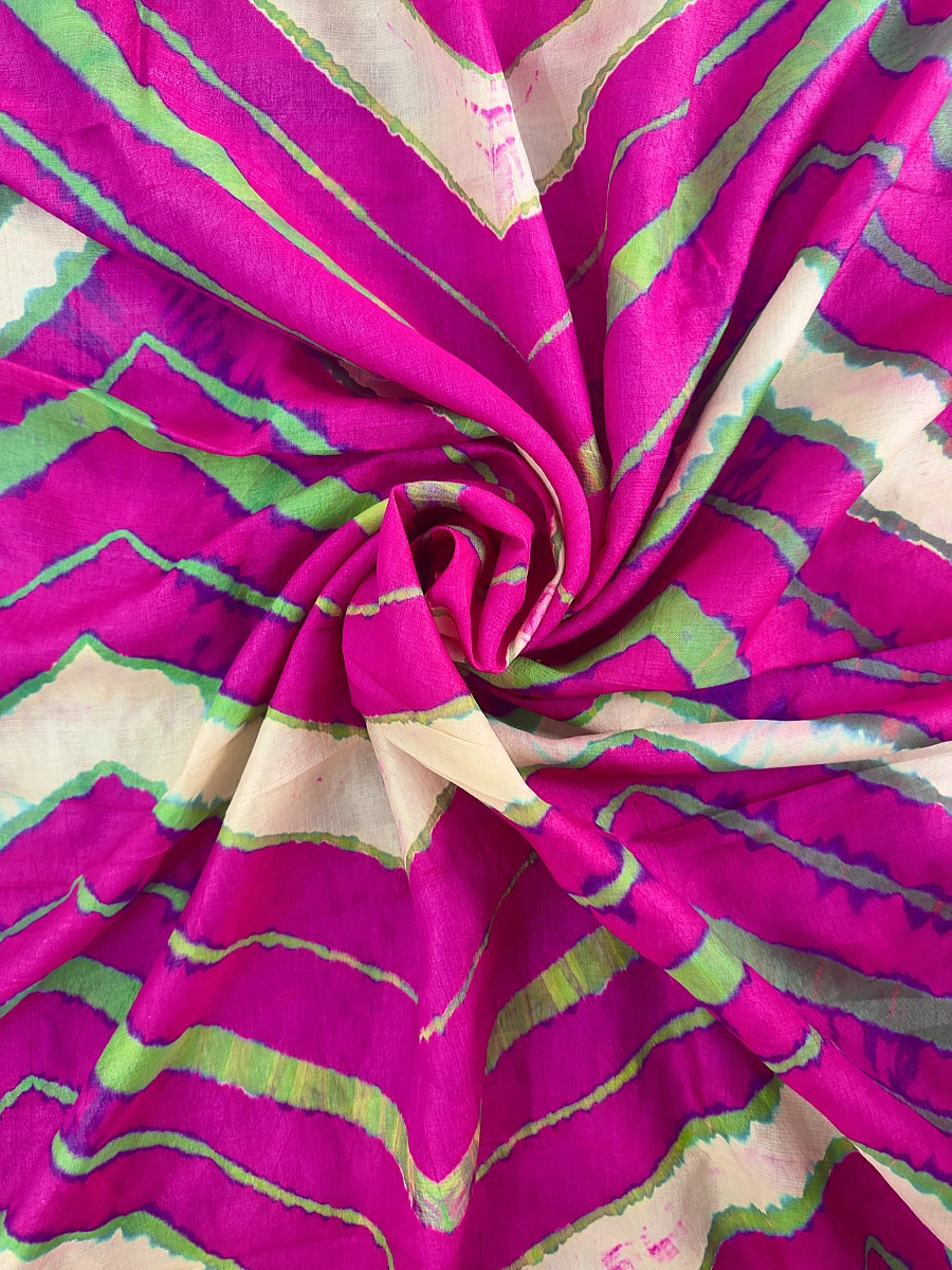 Pure Tusser Silk Multi-Colour Leheriya Dupatta – Traditional Rajasthani Ethnic Wear - Image 2