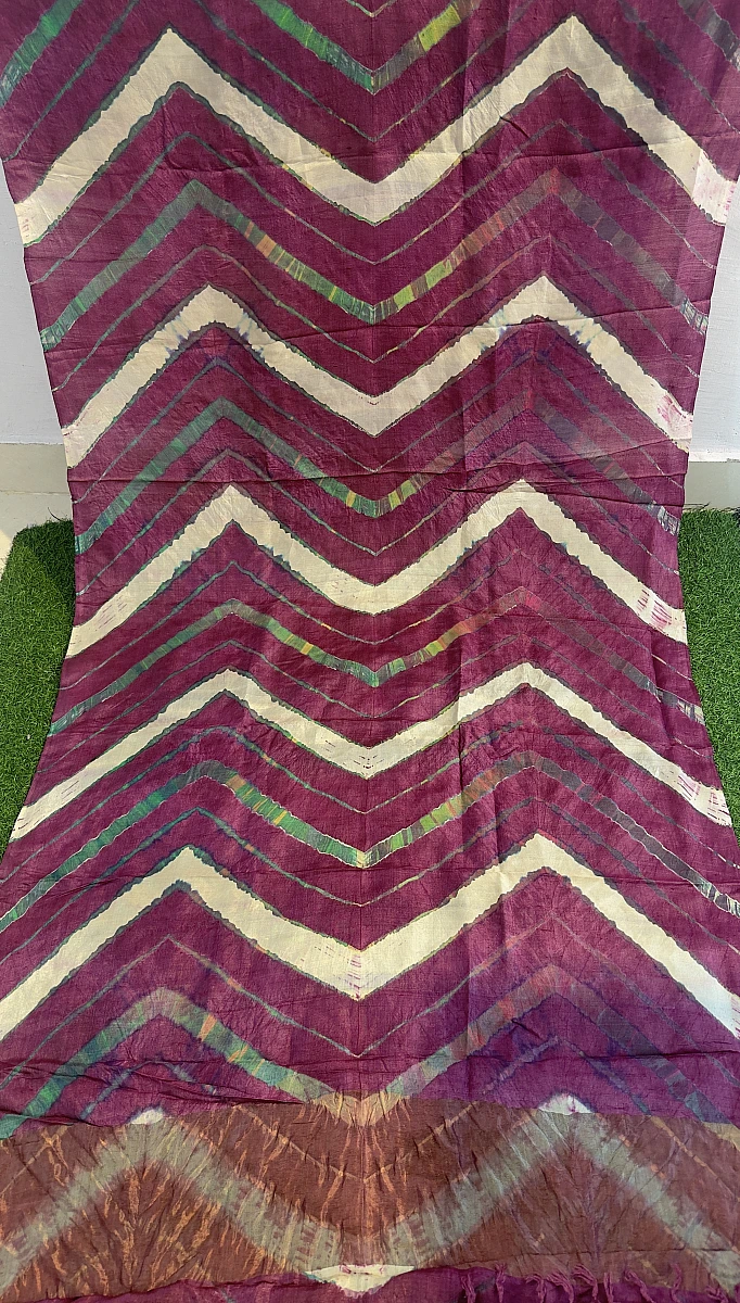 Pure Tusser Silk Multi-Colour Leheriya Dupatta – Traditional Rajasthani Ethnic Wear - Image 3