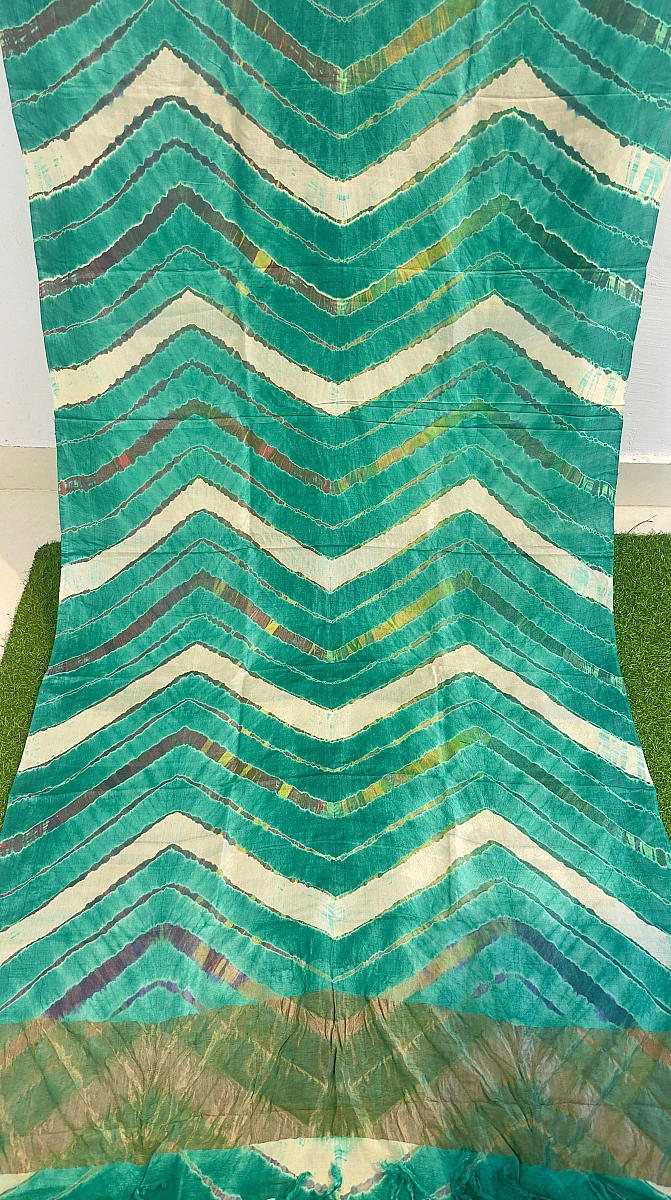Pure Tusser Silk Multi-Colour Leheriya Dupatta – Traditional Rajasthani Ethnic Wear - Image 3