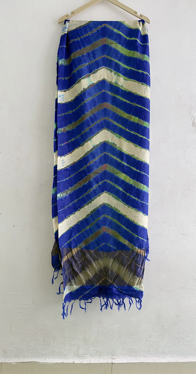 Pure Tusser Silk Multi-Colour Leheriya Dupatta – Traditional Rajasthani Ethnic Wear