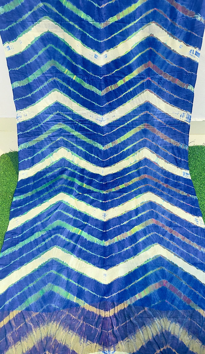 Pure Tusser Silk Multi-Colour Leheriya Dupatta – Traditional Rajasthani Ethnic Wear - Image 2