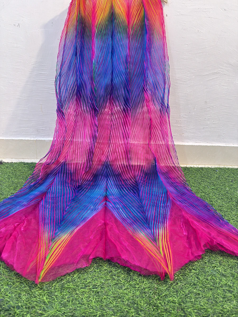 Pure Organza Silk Arashi – Elegant Rajasthani Artistic Fabric - Image 2