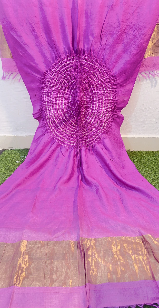 Pure Tusser Silk Shibori Dupatta – Handcrafted Traditional Designer Dupatta - Image 2