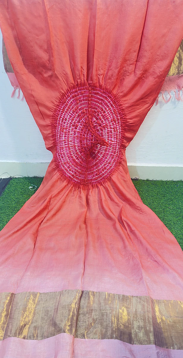Pure Tusser Silk Shibori Dupatta – Handcrafted Traditional Designer Dupatta - Image 2