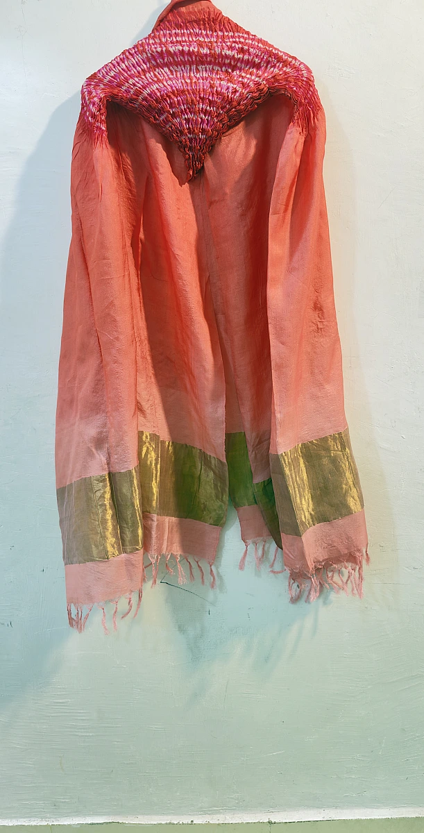 Pure Tusser Silk Shibori Dupatta – Handcrafted Traditional Designer Dupatta