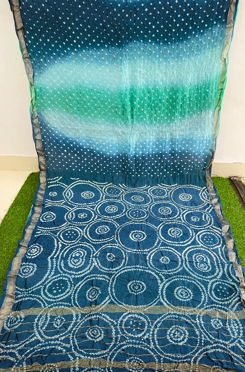 ✨ Blue Maheshwari Silk Bandhani Saree — where tradition meets timeless elegance ✨