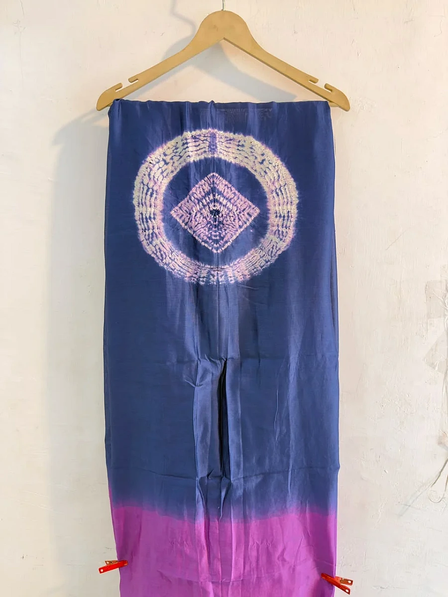 Purple Pure Chanderi ✨ | Handcrafted Shibori 🎨 - Image 3