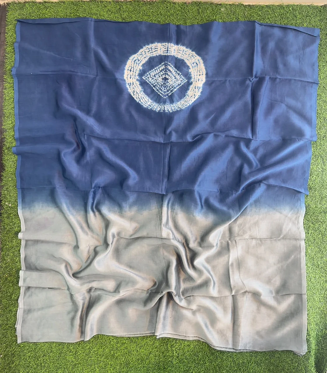 Blue Pure Chanderi ✨ | Handcrafted Shibori 🎨