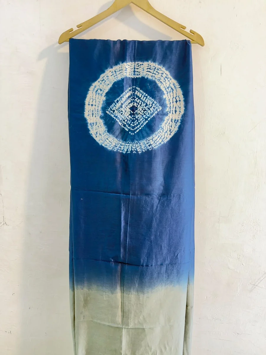 Blue Pure Chanderi ✨ | Handcrafted Shibori 🎨 - Image 3