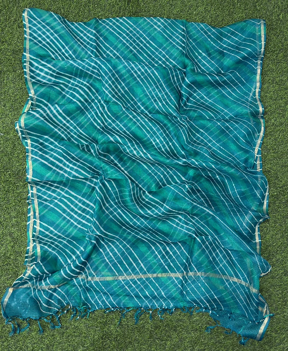 Teal Green  Pure Kota Silk Leheriya Dupattas 💫 - Image 2