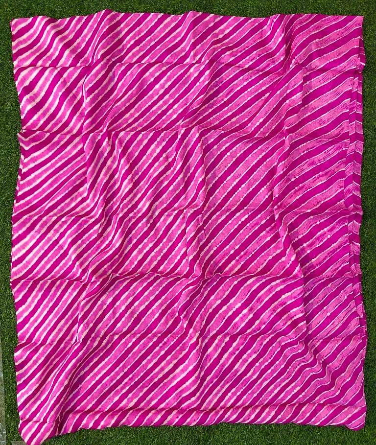 Pink Pure Tussar Silk Leheriya Dress Material