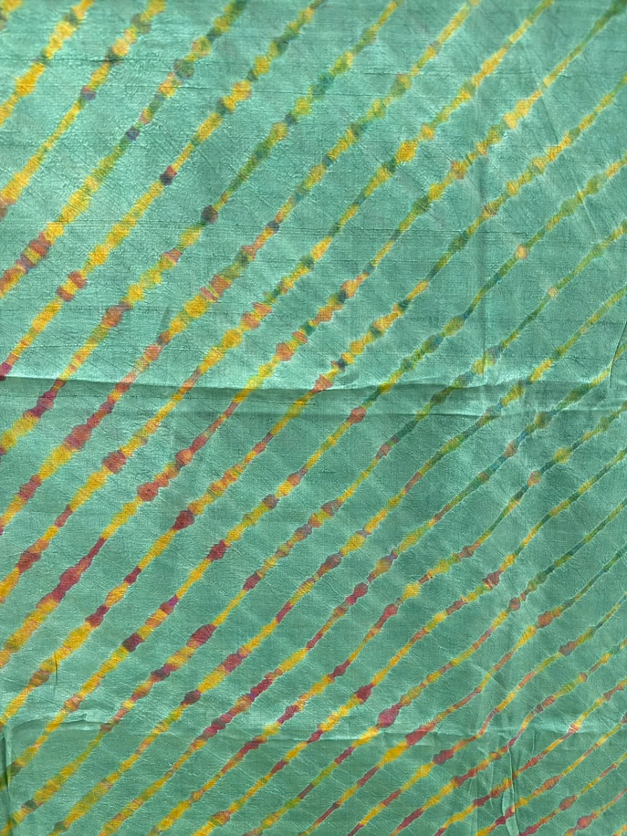Green Pure Handloom Tusser Silk Multi Leheriya Saree ✨ - Image 2