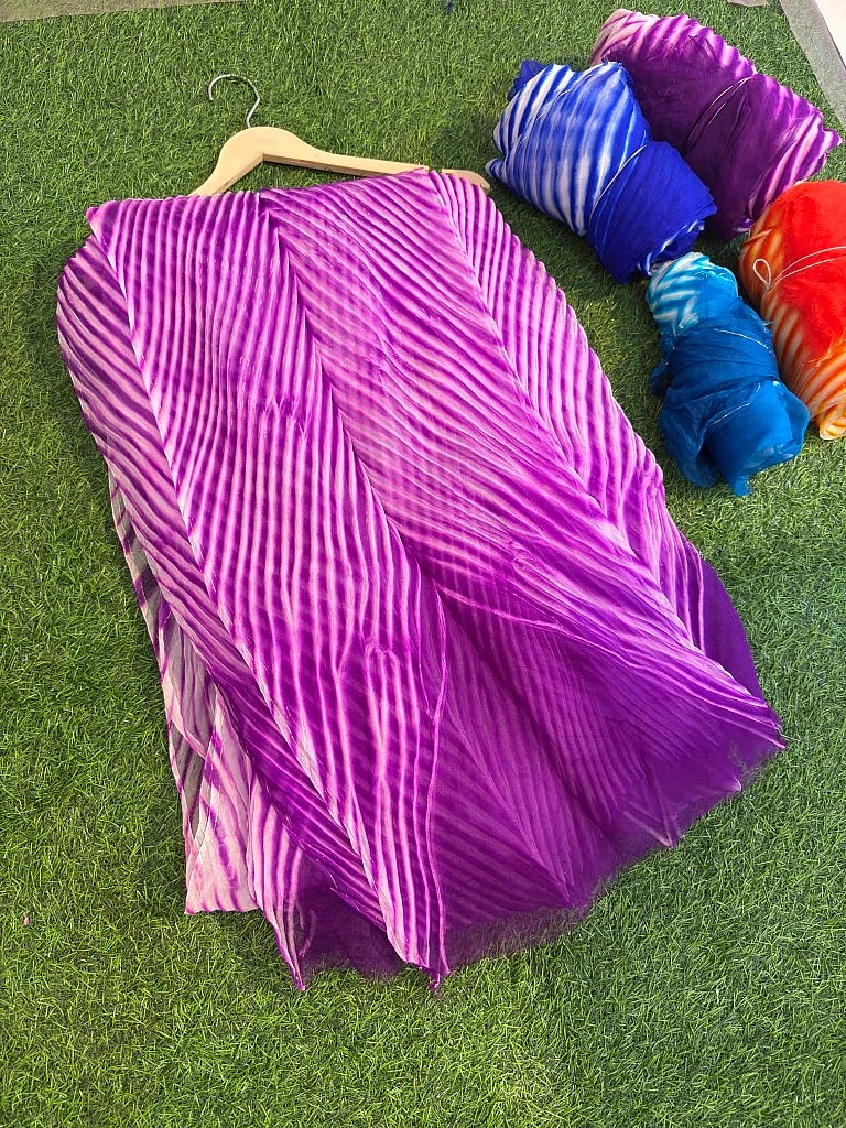 Purple Pure Organza Saree By Rajasthani Creation - Image 3