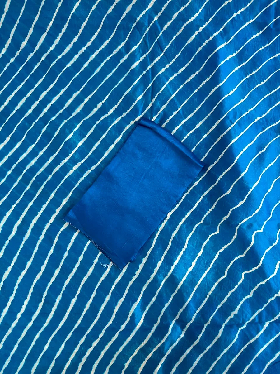 Dark Blue Leheriya saree - Image 2