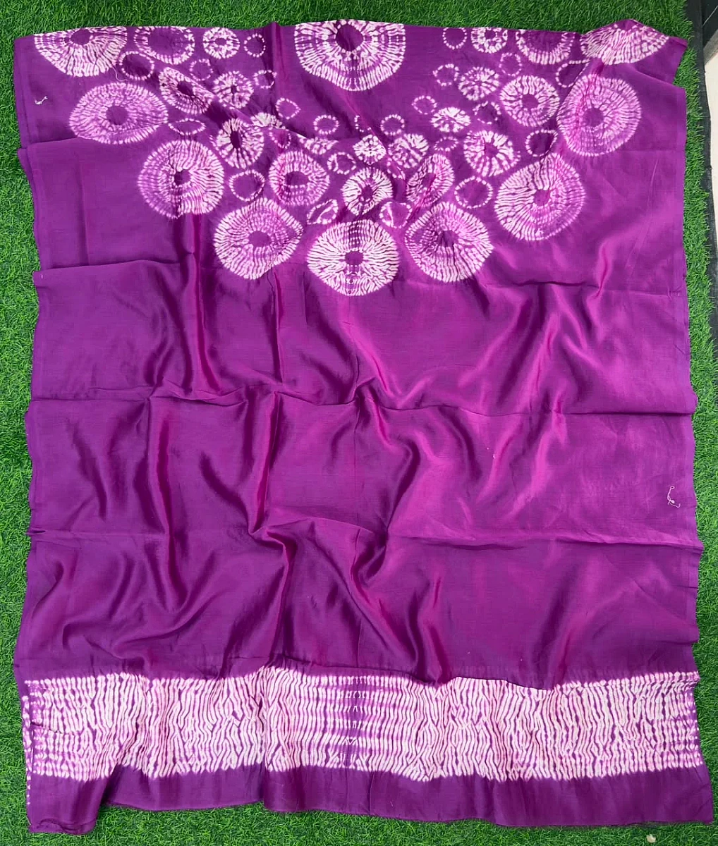 Purple Pure Chanderi fabric with stunning handmade Shibori — new design dress pieces (Copy) - Image 3