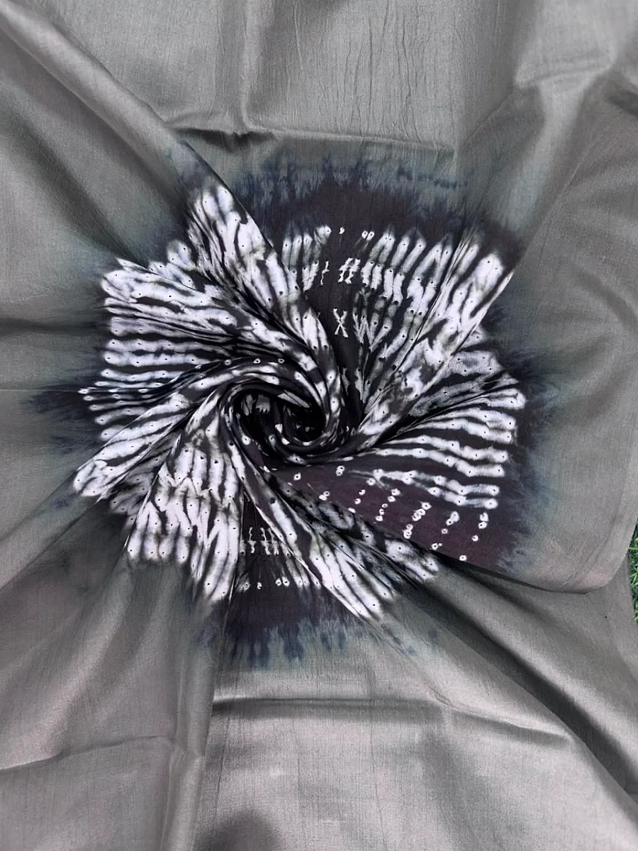 Grey Handmade Shibori shirt piece