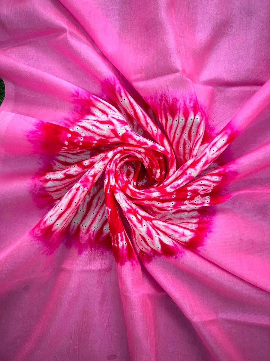 Dark Pink Handmade Shibori shirt piece