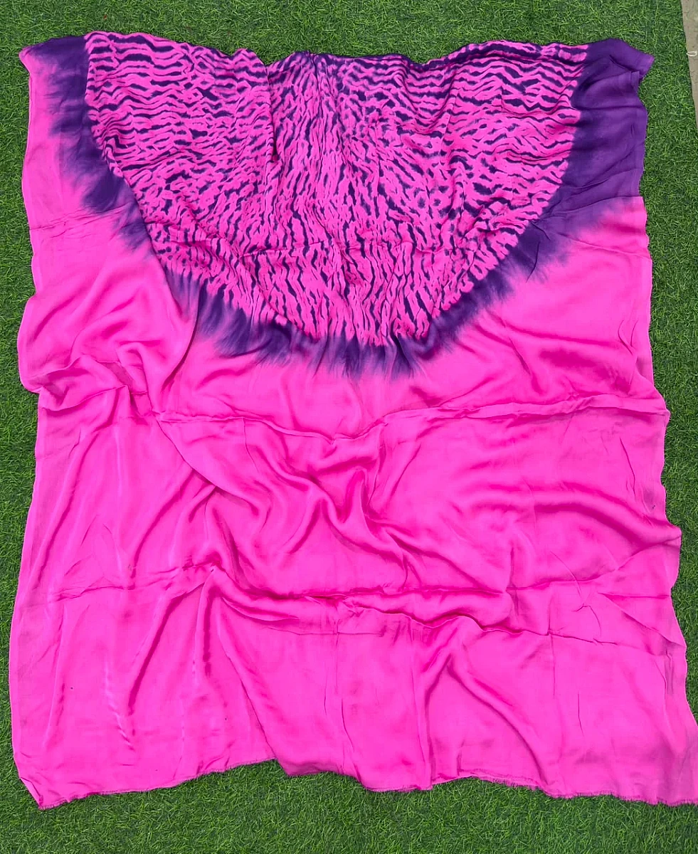 Dark Pink Mudal Shibori Dress Material✨ - Image 2