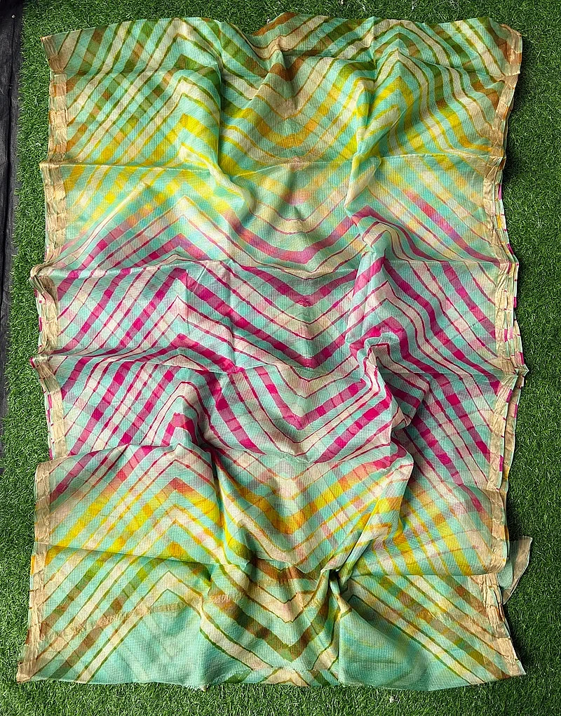 Pure Kota Silk Saree Multi Colour Leheriya Saree - Image 2