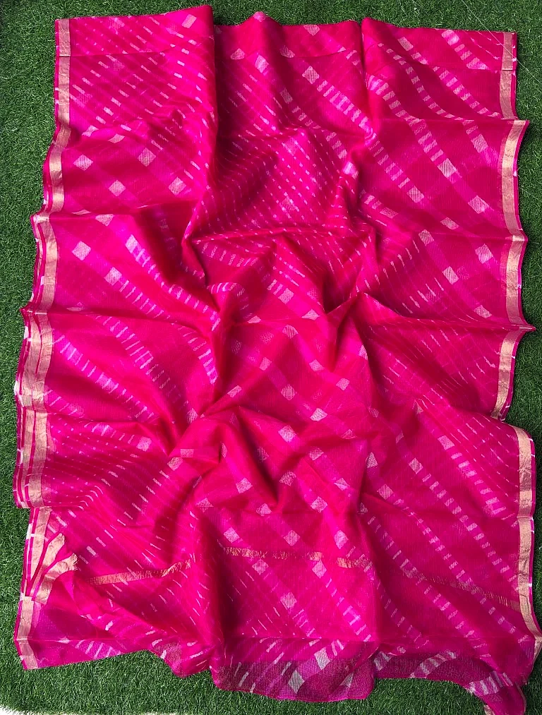 Pure Kota Silk Cheti Dar Leheriya Saree - Image 3
