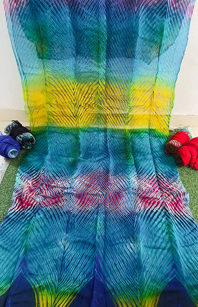 Ghat Chola Aarashi Saree Blue Yellow