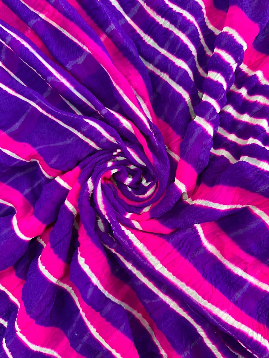 Purple Pure Double Diamond Chiffon Leheriya Sarees