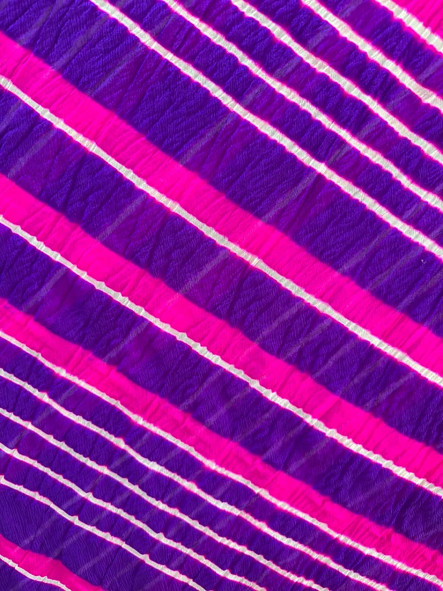 Purple Pure Double Diamond Chiffon Leheriya Sarees - Image 3