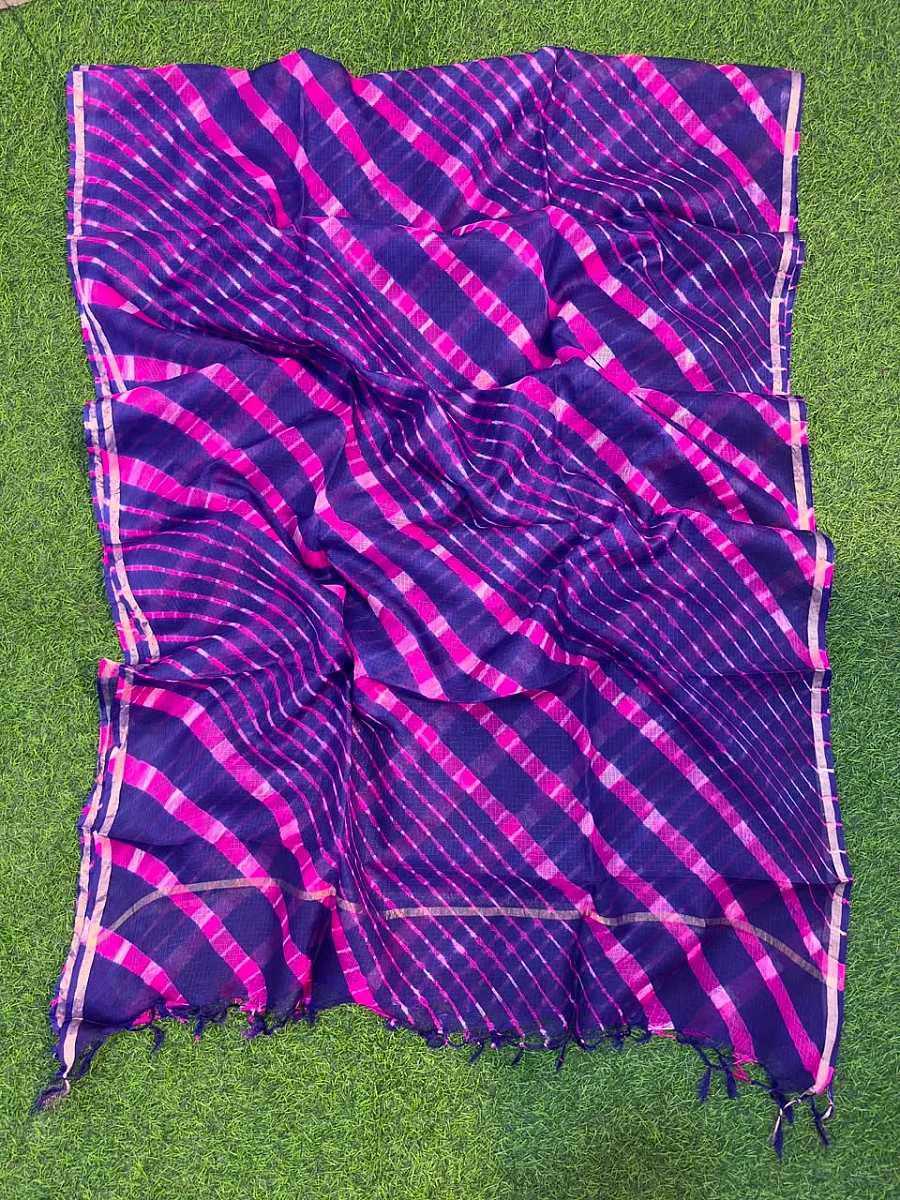 Dark Blue Pure Kota Silk Leheriya Dupattas 💫 - Image 2