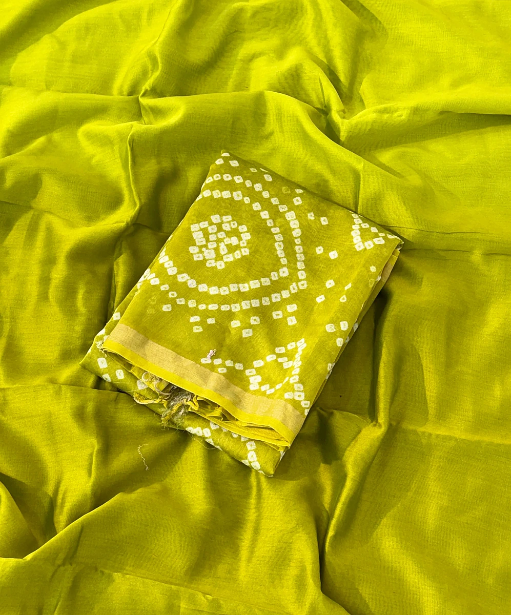Handmade Bandhani Pure Chanderi Suit Set - Image 2