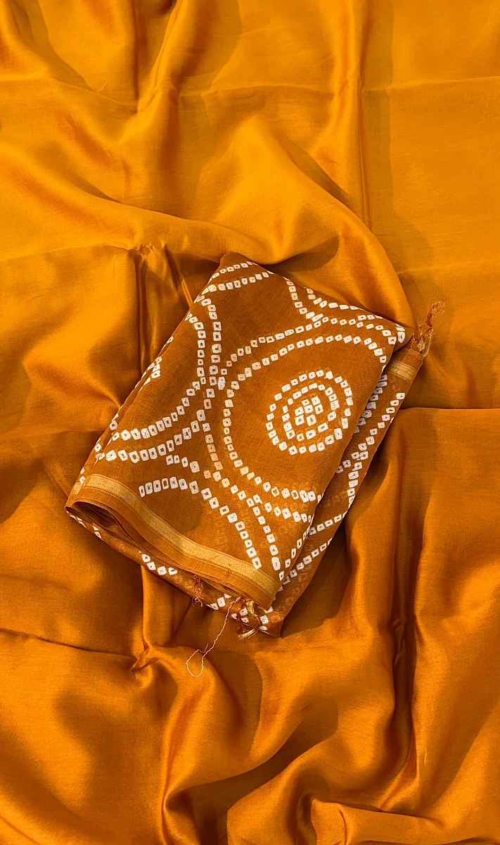 Handmade Bandhani Pure Chanderi Suit Set - Image 2