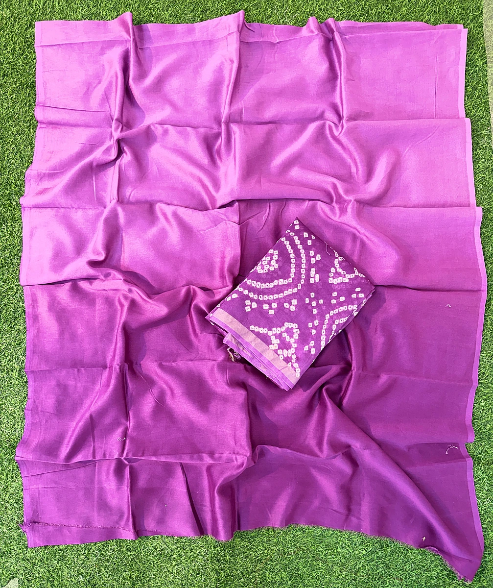 Handmade Bandhani Pure Chanderi Suit Set - Image 3