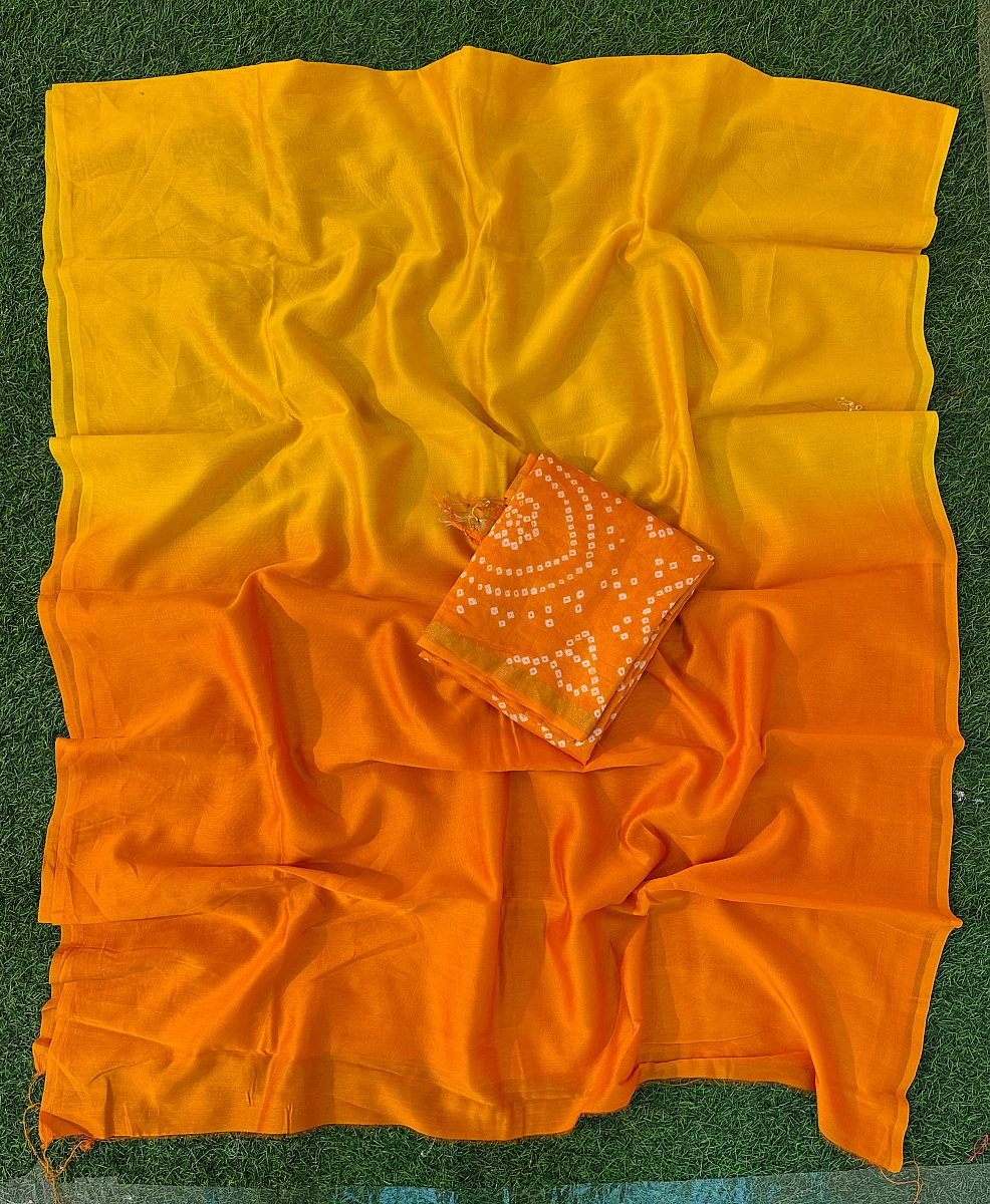 Handmade Bandhani  Pure Chanderi Suite Set - Image 2