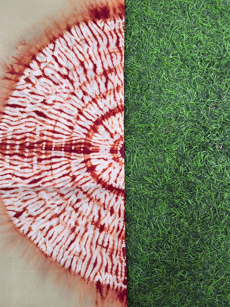 Grey red Handmade Shibori shirt piece - Image 2