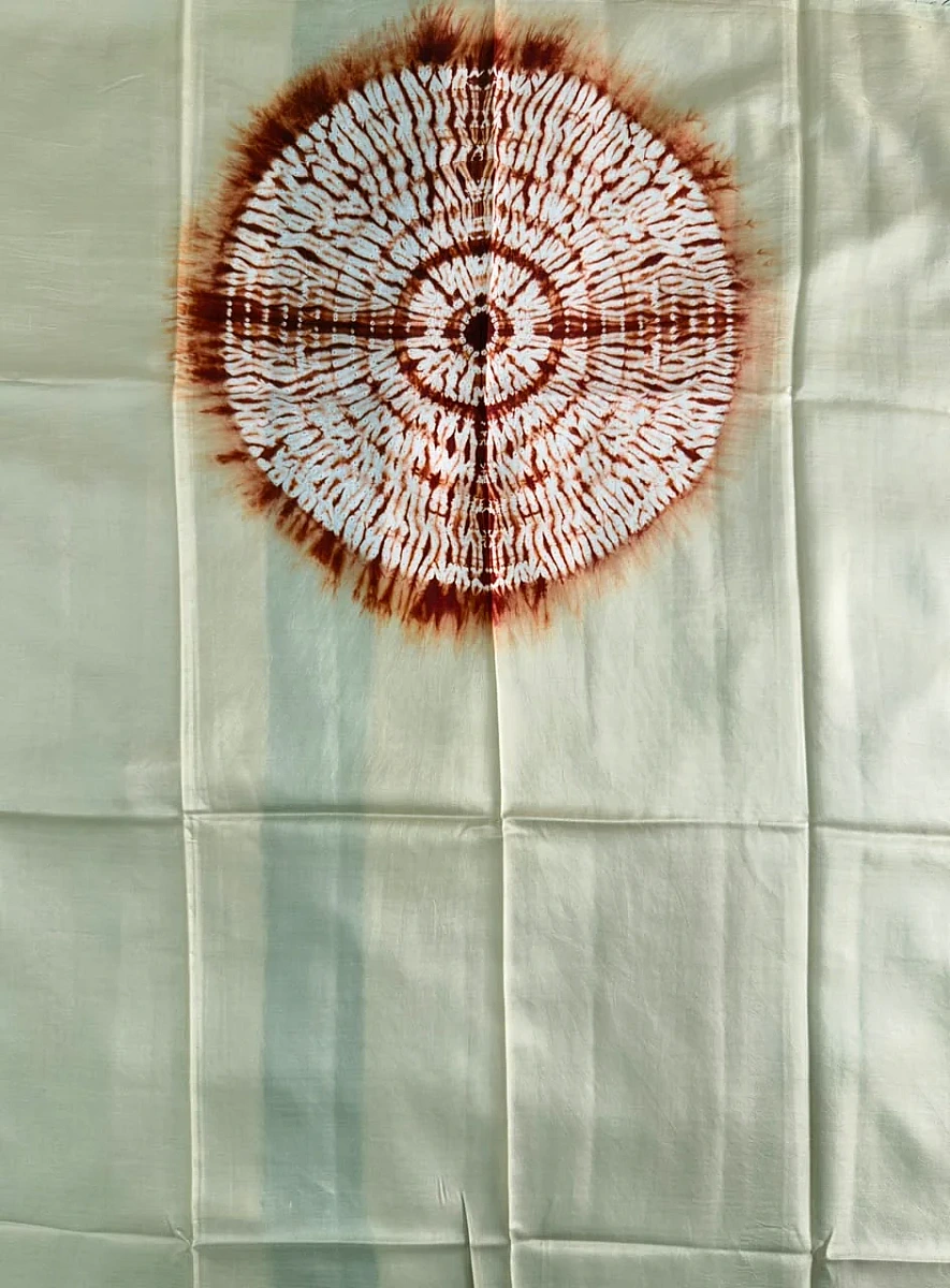 Grey red Handmade Shibori shirt piece - Image 3