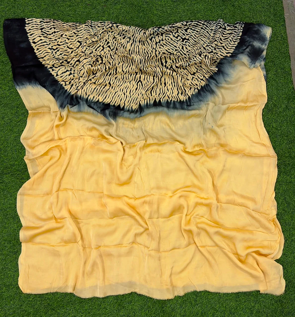 Mud Yellow Mudal Shibori Dress Material ✨ - Image 2