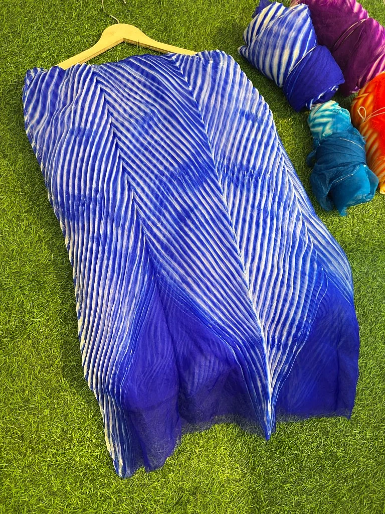 Dark Blue Pure Organza Saree By Rajasthani Creation - Image 3