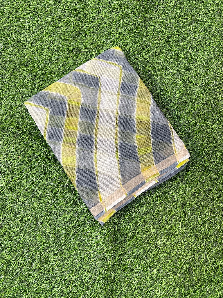 Grey Pure Kota Cotton Leheriya Multicolour Saree - Image 2