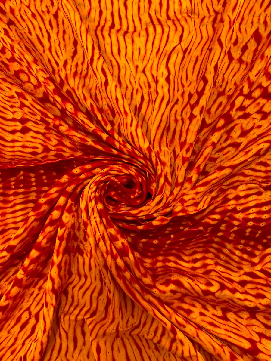 Orange Mudal Shibori Dress Material✨