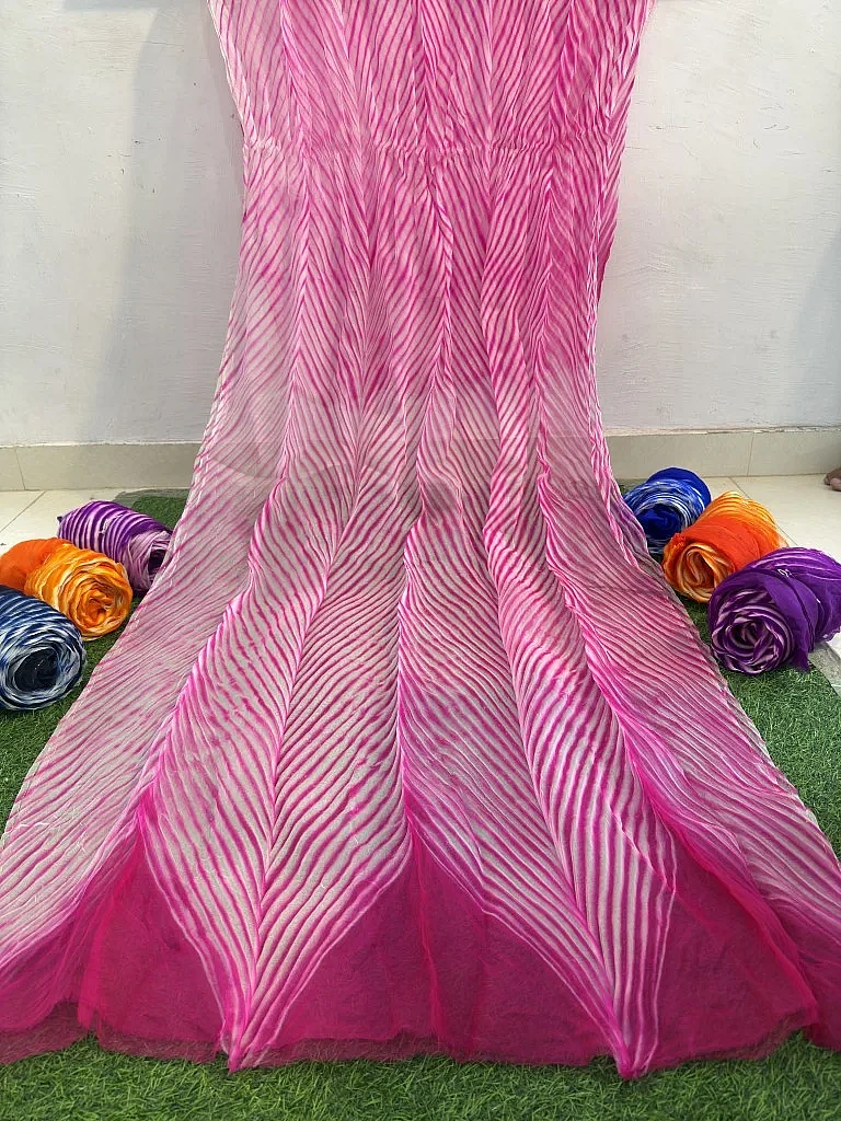 Marwari Pink Pure Organza Saree By Rajasthani Creation - Image 2