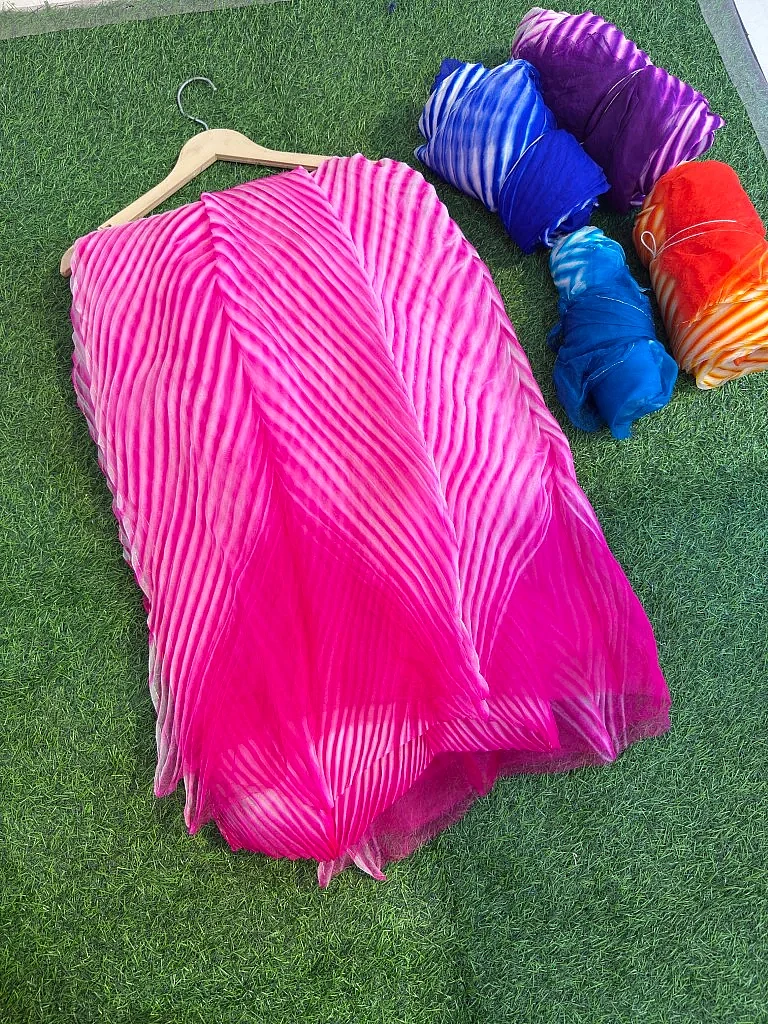 Marwari Pink Pure Organza Saree By Rajasthani Creation - Image 3