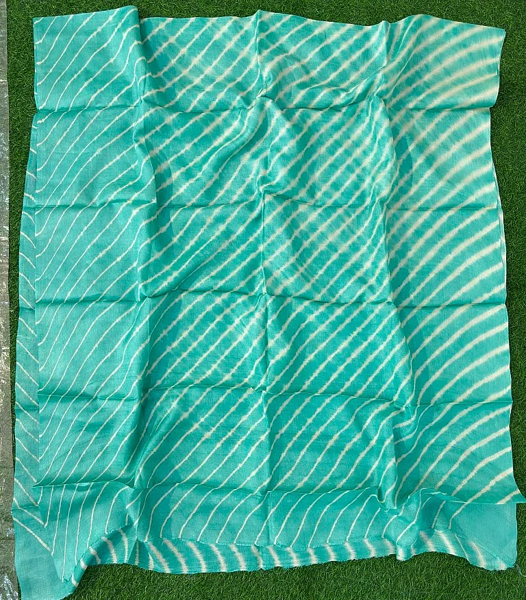 Blue  Pure Tussar Silk Leheriya Dress Material