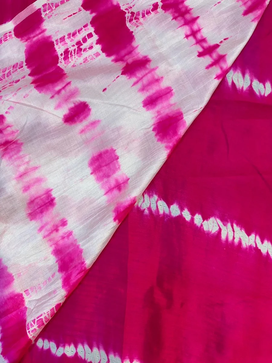 Pink ✨ Chiniyan Silk Shibori & Tie-Dye Sarees ✨ - Image 2