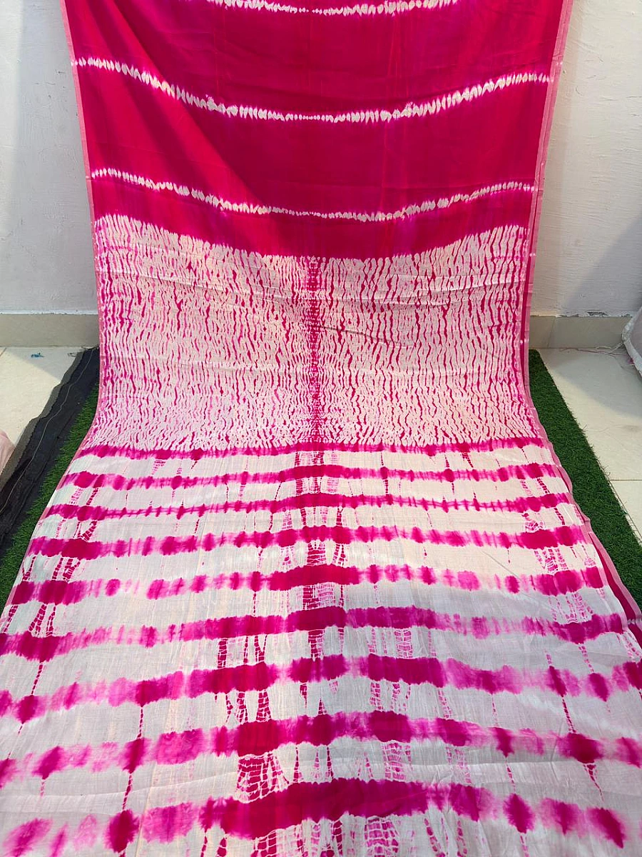 Pink ✨ Chiniyan Silk Shibori & Tie-Dye Sarees ✨ - Image 3