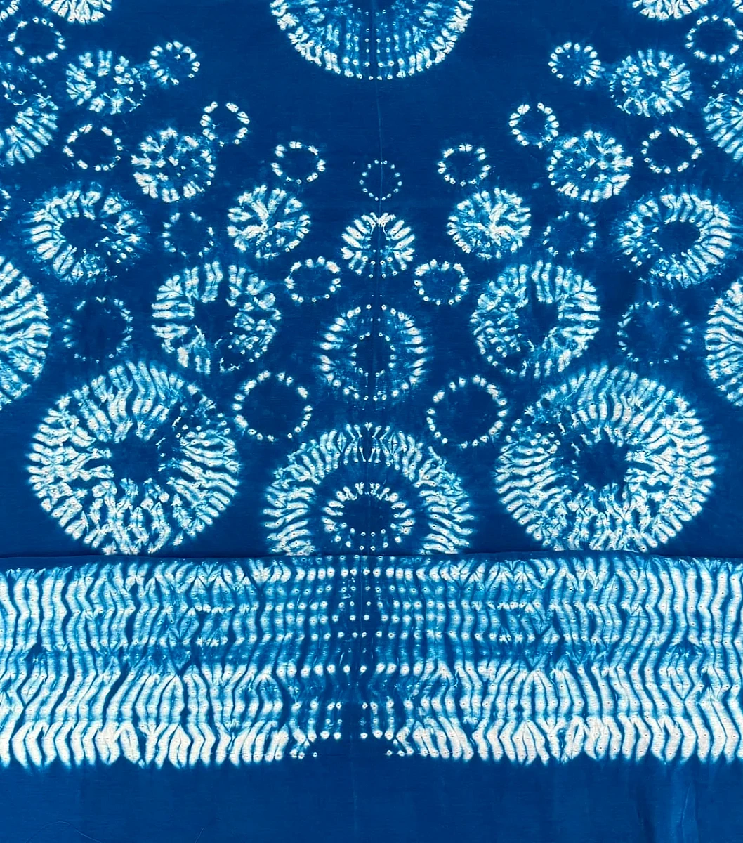 Dark Blue Pure Chanderi fabric with stunning handmade Shibori — new design dress pieces - Image 2