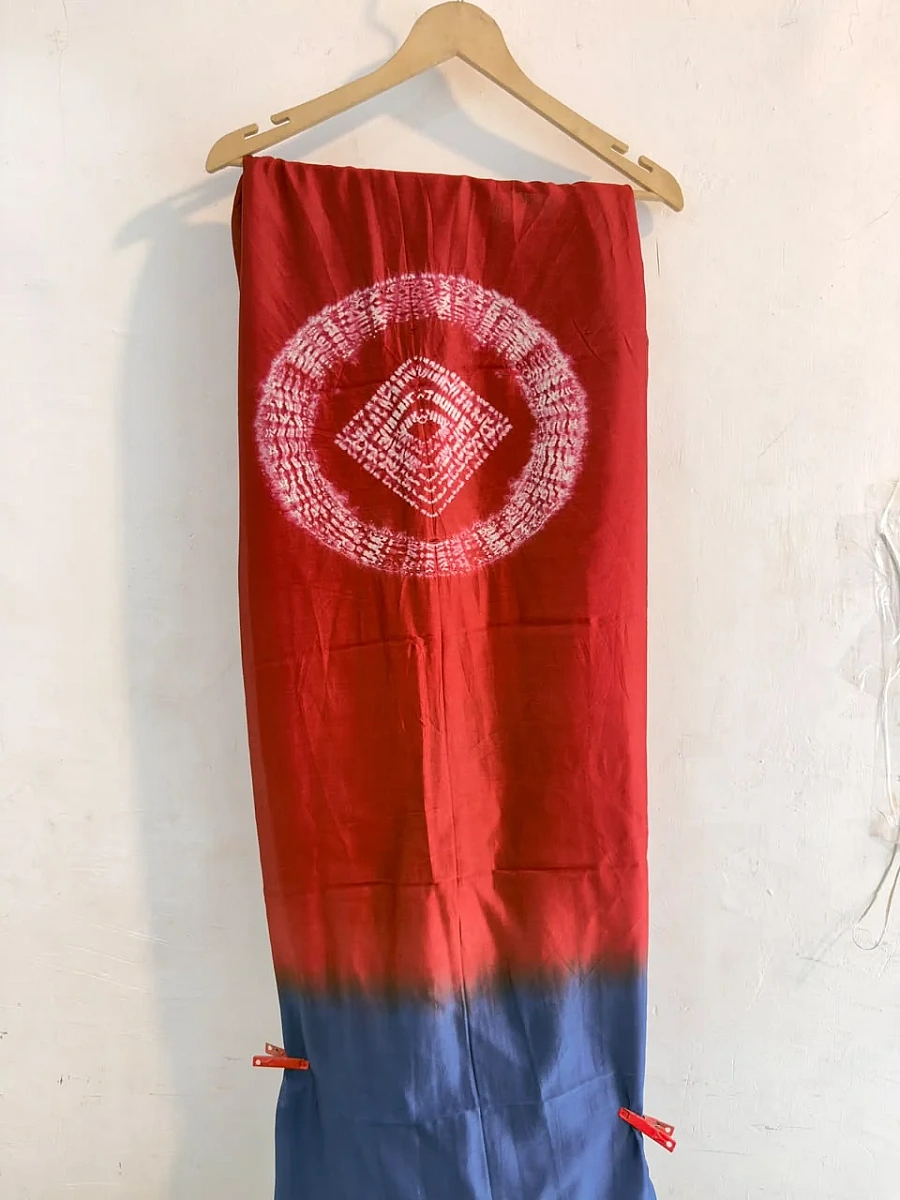 Red Pure Chanderi ✨ | Handcrafted Shibori 🎨 - Image 3
