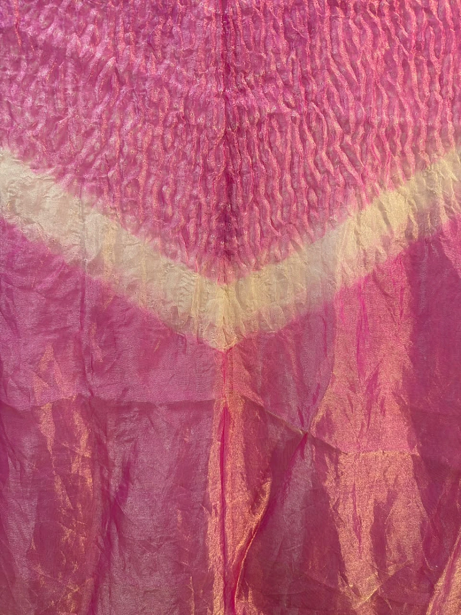 Pink Tissue Silk Shibori Dress Pieces – where tradition meets luxury 💫 - Image 2
